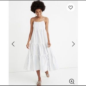 Madewell Cami Tier Linen Midi Dress